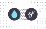 Drupal and Symfony logo connected by waves